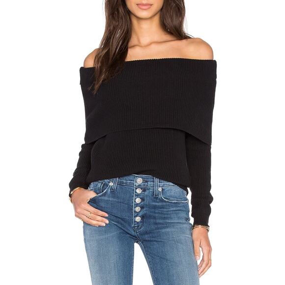 Lovers + Friends Revolve Vylette Sweater Large Black Off The Shoulder Knit - Picture 11 of 11